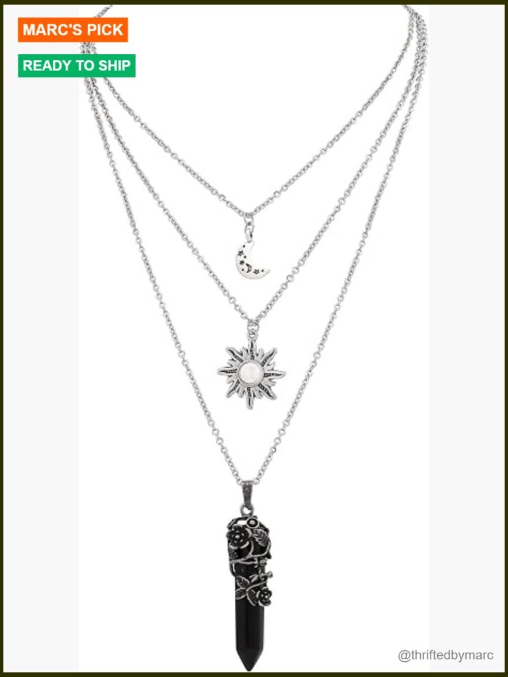 Gothic Layered Crescent Moon Sun Star Choker Necklace Set